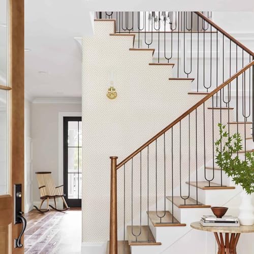Rugreat Striped Grasscloth Wallpaper Peel and Stick Textured 393L 17.3W - Image 3