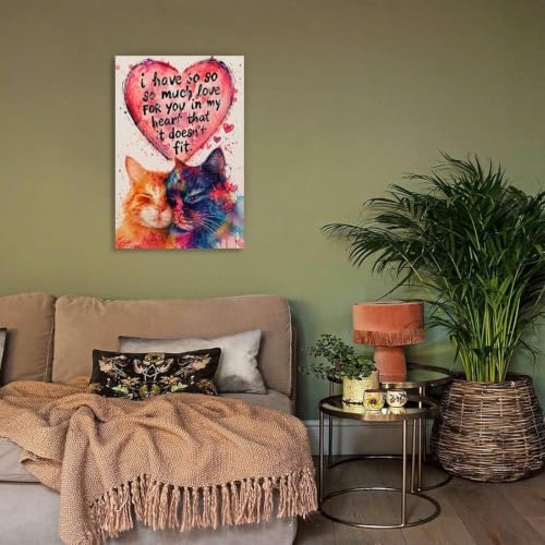 Colorful Cat Couple Love Poster Watercolor Cat Canvas Wall Art - Image 4