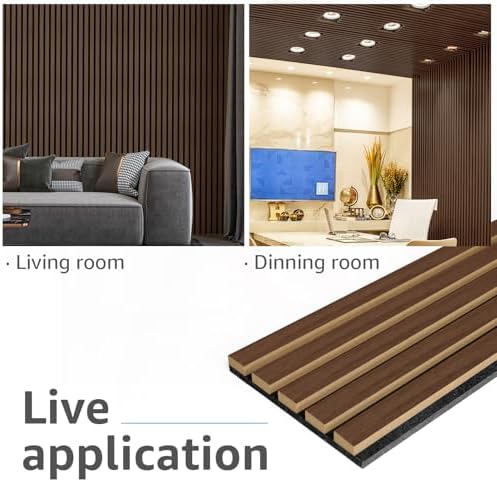 Art3d 6-Pack Soundproof Wood Slat Wall Panel, 94.5 x 7.9 Inch, Deep Walnut - Image 3