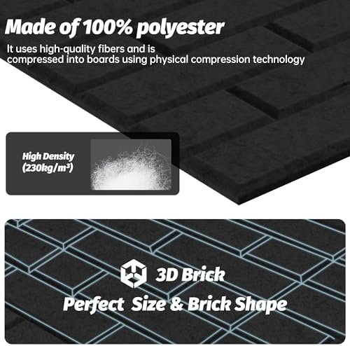 12Pack wall panels, 3D Brick Pattern Sound Proof Panels - Image 3