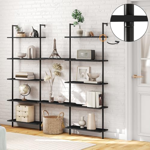 HOOBRO DIY Ladder Shelf, 6-Tier Wall Mounted Bookshelf, Office Vertical Bookcase - Image 5