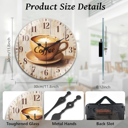 peacoblue Coffee Wall Clocks Battery Operated - Image 2
