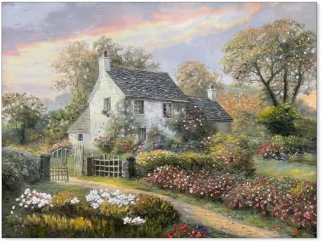 Haitunone French Country Oil Painting Wall Art Farmhouse Cottage Garden Posters by Haitunone