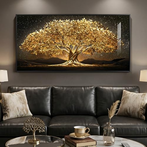 Large Framed Black and Gold Tree of Life Wall Art by Cuspin
