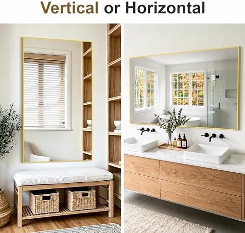 Bathroom Vanity Mirror for Over Sink, 60x36 Inch Matte Gold Mirror - Image 5