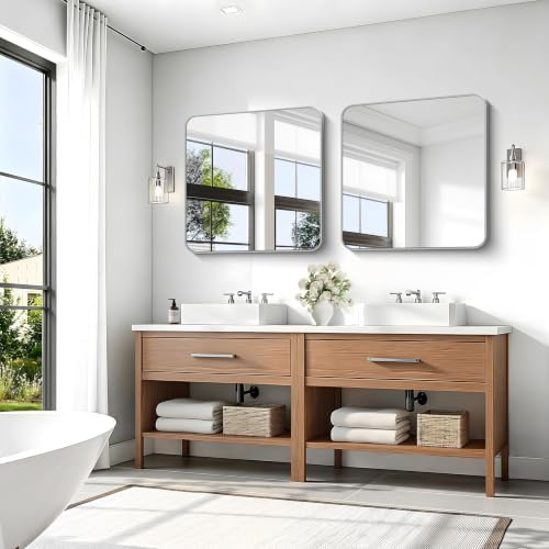 KOCUUY Silver Bathroom Mirror, 30x30 Inch Bathroom Mirror - Image 5