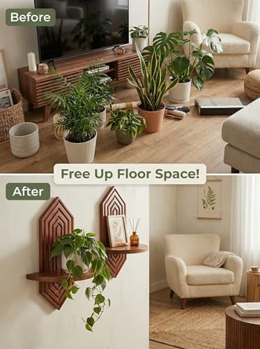 Boho Wall Decor Hanging Plant Shelf, Floating Shelves - Image 4