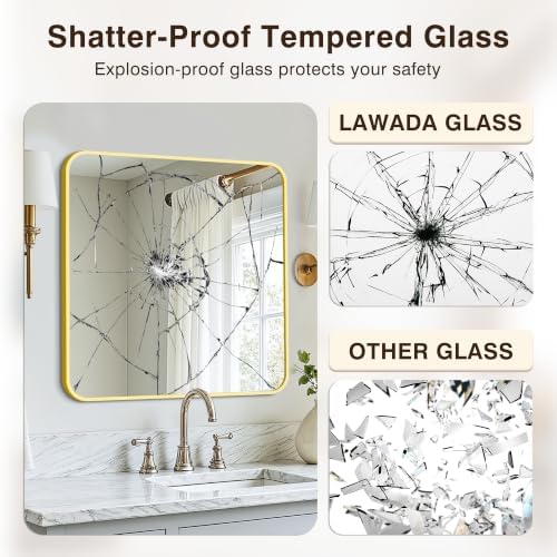 Vanity Bathroom Mirror, 30”x30” Gold Bathroom Mirror - Image 5