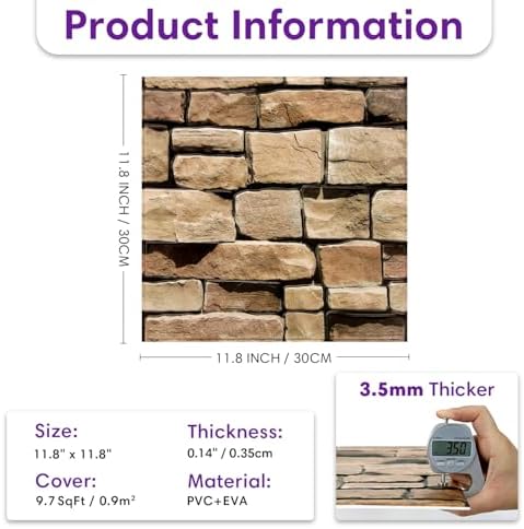3D Faux Stone Wall Panels Peel and Stick, Designed - Image 3