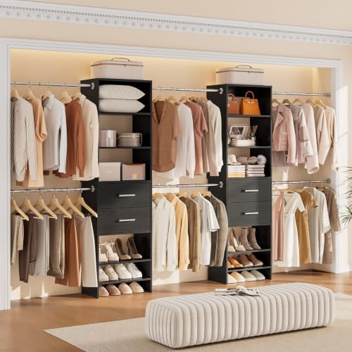 Walk-in Closet System, Wall Mounted Garment Rack, Closet Shelving Black - Image 3