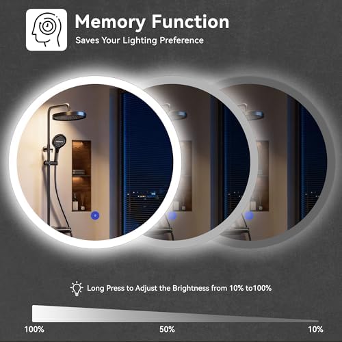 24“ x 24” LED Bathroom Smart Mirror, Round Mirror - Image 4