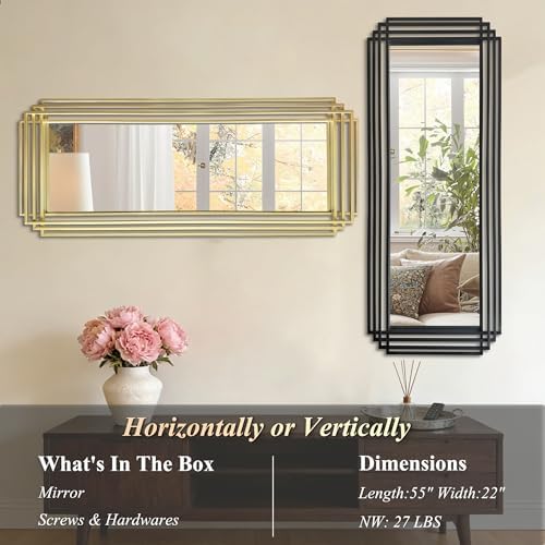 55"x22" Rectangle Decorative Wall Mirror - Image 4