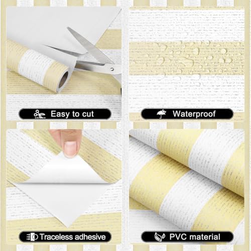 Yellow Stripe Peel and Stick Wallpaper 15.7" x 118" - Image 3
