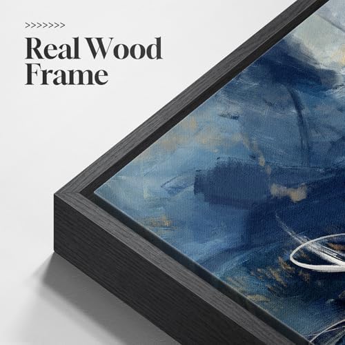 Framed Modern Blue White Abstract Wall Art Decor - Image 4