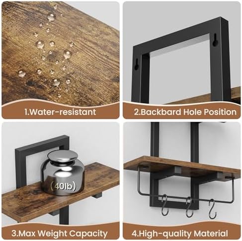 Creso hom Floating Shelves for Wall Set of 2, Wood Wall Shelf - Image 6