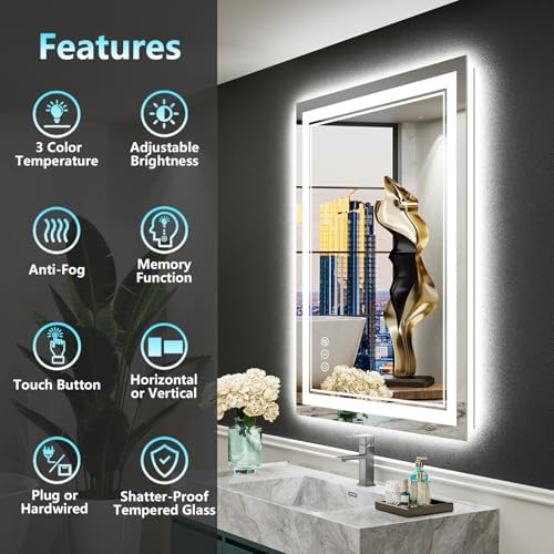 20x28 LED Bathroom Mirror, Backlit & Front Lit Lighted Mirror - Image 2