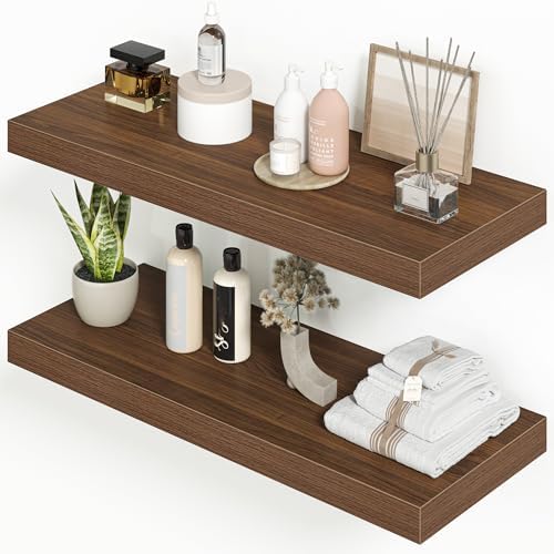 Heimlove Floating Shelves 23.6" W x 9.3" D Walnut Set of 2 by Heimlove