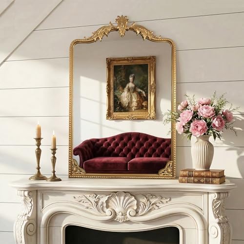 Vintage Baroque Arched Wall Mirror Gold Carved Frame Home Decor 39"x28" by MIRAVORYGoldDecorMirrors