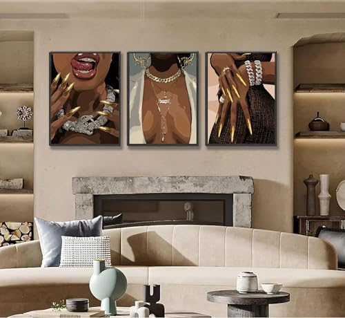 HHN 3 Pcs Black Woman Wall Art African American Black Female Pictures - Image 6