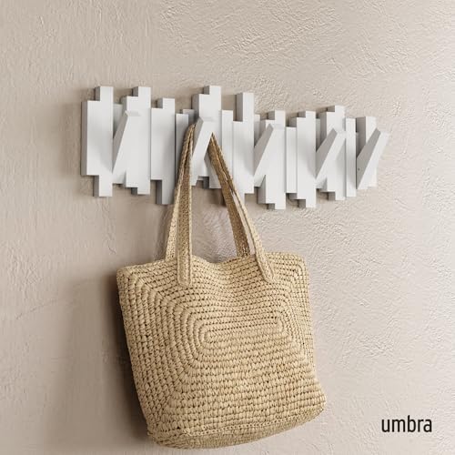 Umbra Sticks Wall Mount Coat Rack, 5 Hook Retractable Pegs - Image 2