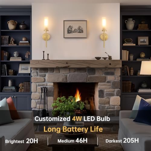 Shenmoyl Battery Operated Wall Sconces Set of 2, Dimmable Wall Lights - Image 2