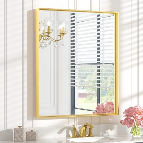 Keonjinn 30x36 Inch Gold Bathroom Mirror by Keonjinn