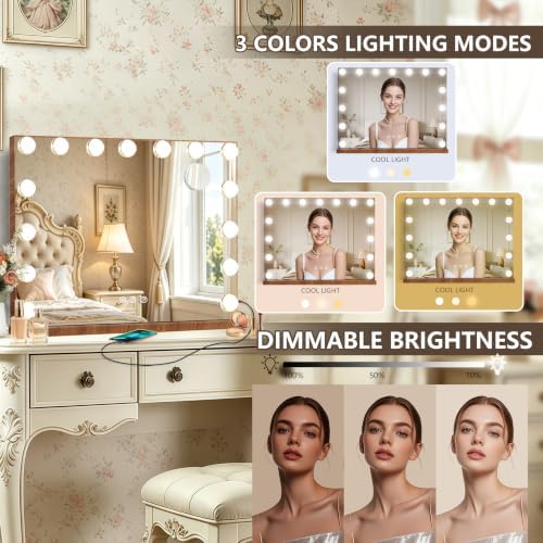 Ratsamee Wood Grain Hollywood Vanity Mirror - Image 3