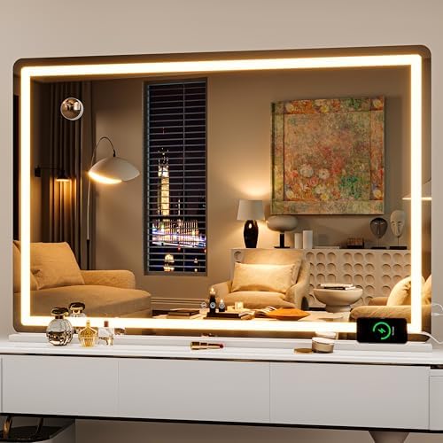 Hasipu Vanity Mirror with Lights, 50.2" x 34" LED Makeup Mirror, Lighted Makeup by Whatssuitableisthebest