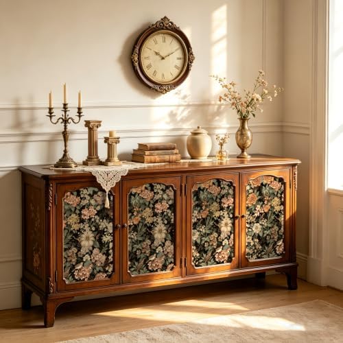 Dark Vintage Olive Floral Peel and Stick Wallpaper 17.5" x 118" - Image 7