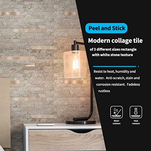 Art3d Faux Stone Peel & Stick Backsplash Tile, Ecru Slate - Image 4
