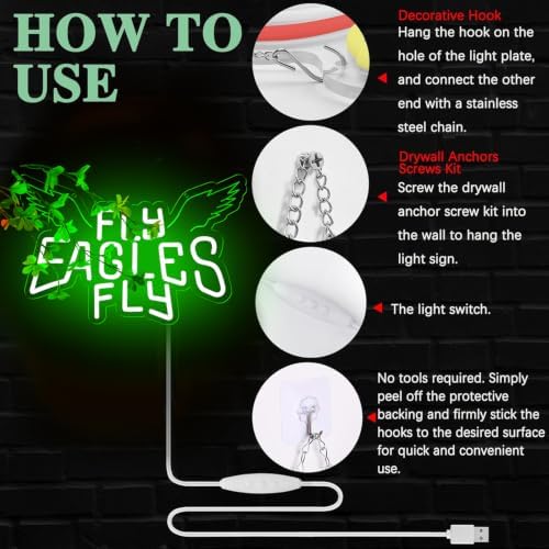 Eagles Team Chant Neon Signs for Wall Decor Team Chant Neon Lights for Bedroom - Image 3