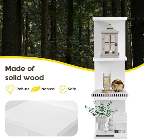 4 Tier Wall Shelf Unit, Vertical Column Floating Storage Home Decor Organizer - Image 4