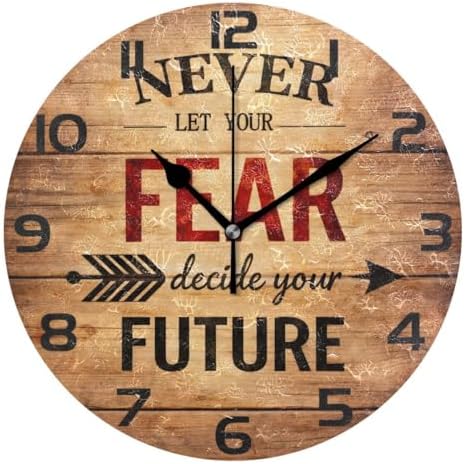 ABLINK Inspirational Quote Round Wall Clock, Silent Non Ticking Oil Painting by Unknown