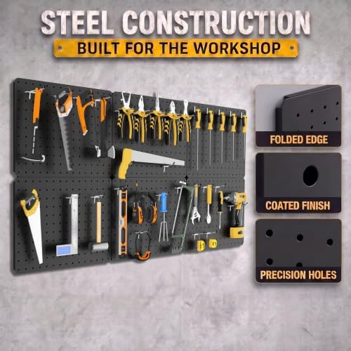 Steel Pegboard Tool Wall Organizer, 6 Bins - Image 4