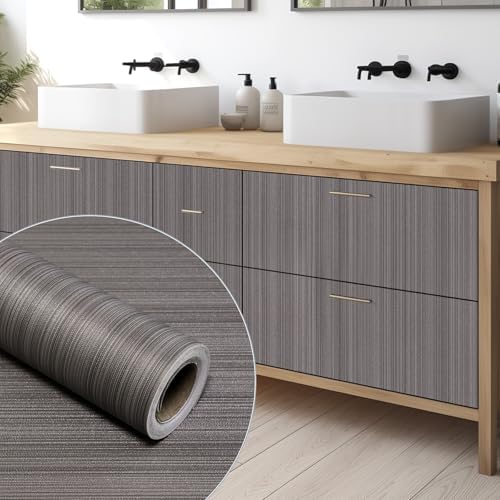 Grasscloth Peel and Stick Wallpaper, 15.7"x118" Dark Brown Textured - Image 7
