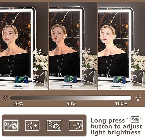 Hasipu Vanity Mirror with Lights and Bluetooth Speaker, 39.4" x 29.5" LED - Image 5