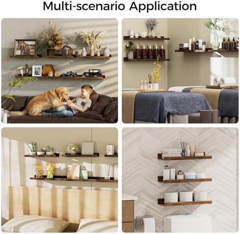 upsimples 12 Pack Wooden Floating Shelves, Wall Storage Decor Shelf - Image 5
