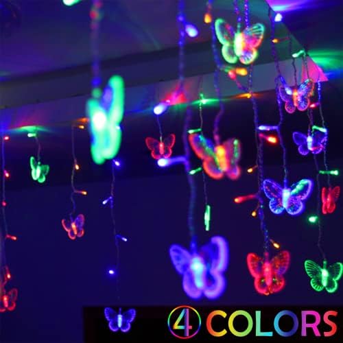 Butterfly Curtain Fairy Lights USB Plug in, 120 LED 8 Modes 20FT Firefly - Image 5