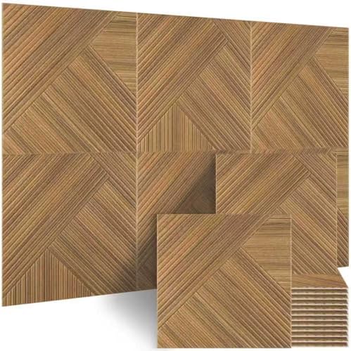 BUBOS 6 Pack Wood Wall Panel, 23.6"x23.6" Peel and Stick Faux Acousitc Panel by BUBOS