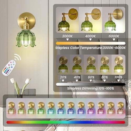 Vintage Battery Operated Wall Sconces: Set of 2 Rechargeable Wireless Light - Image 4