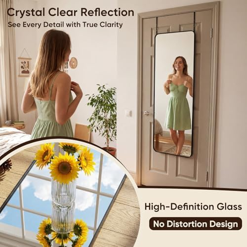 Antok 48"x14" Over the Door Full Length Mirror, Hang or Floor Stand - Image 4