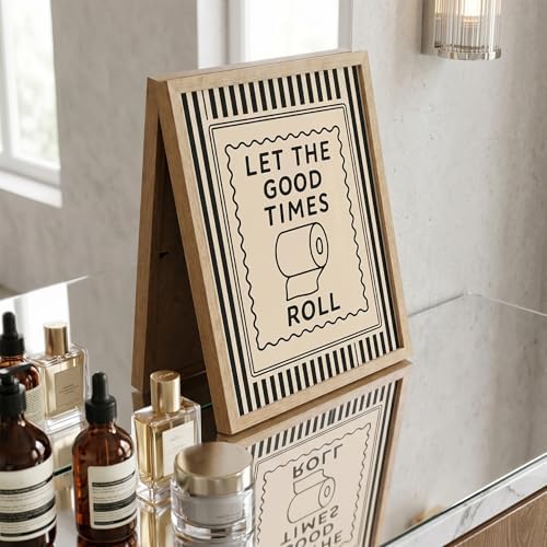 Funny Bathroom Decor Framed Canvas Wall Art, Let The Good Times Roll Toilet - Image 4