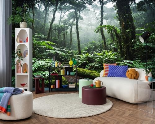 -Tropical Rainforest Forest Backdrop Large Fabric Living Room Wallpaper Green - Image 2