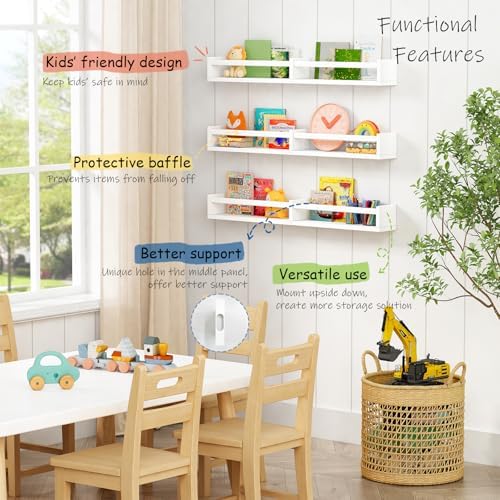 Harwaya Large Nursery Book Shelves Wall Mounted - Image 3