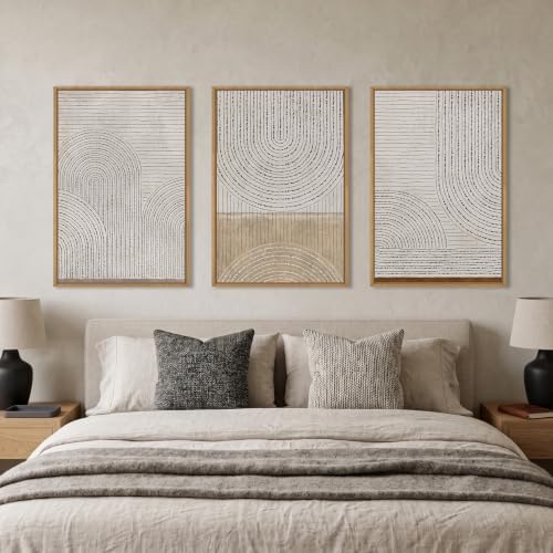 Aryroi Mid Century Modern Arch Circle Framed Canvas Wall Art Set- 16"x24"x3 - Image 4