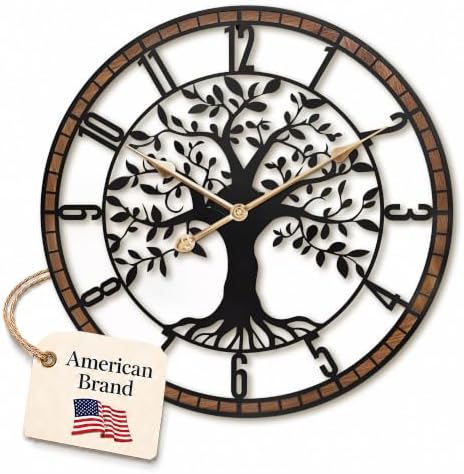 24 Inch Large Modern Metal Tree Wall Clock by Unknown