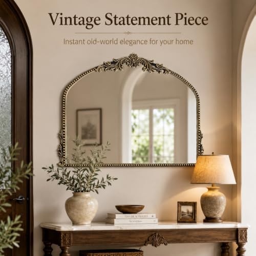 Arched Wall Mirror, 36×24 Inch Baroque Bronze Frame - Image 5