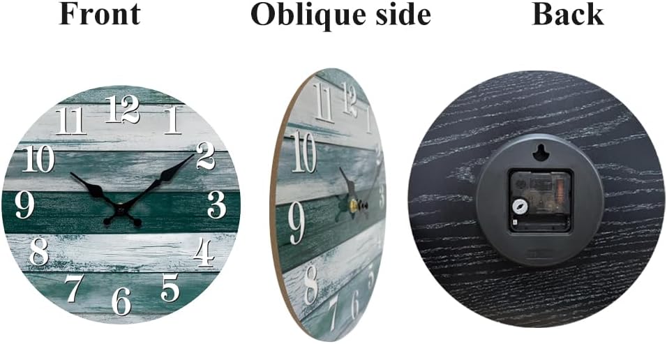 Wall Clock Silent Non-Ticking Wooden Clocks Battery Operated 12 Inch - Image 4