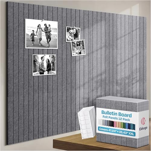 X-Large Cork Board Alternative 12-Pack Felt Bulletin Board Thick and Decorative by EkkogoAcousticPanels