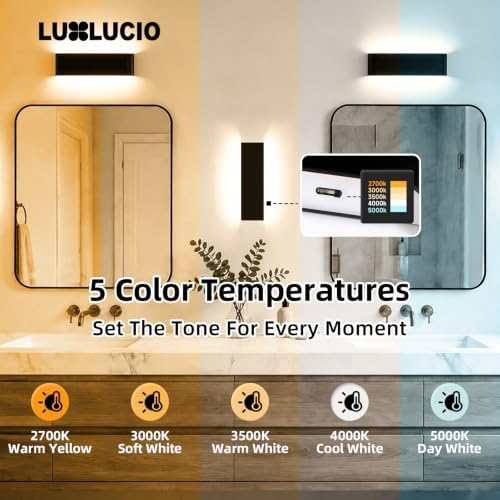 15.4" Black Rectangular Indoor Up Down LED Vanity Light, 2 Pack - Image 3